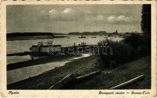 1939 Apatin, Duna-parti részlet, fürdő. Sáfrány Ferenc kiadása / Danube riverside, bath (fa)