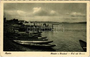1944 Apatin, Részlet a Dunával, csónakok. Sáfrány Ferenc kiadása / Danube riverside, rowing boats (EK)