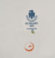 Hollóházi Erika porcelán étkészlet. 6 személyes, kézzel festett, jelzett, egy két minimális kopással