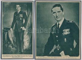 1942 ifj. vitéz Horthy István (1904-1942) hősi halált halt kormányzóhelyettes portréja, nyomatok kartonokra kasírozva, 20,5x16 cm és 20x11 cm