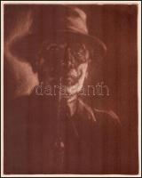 Bánszki Tamás (1892-1971): Pipázó magyar, 1938. Rézkarc, papír. Jelzett. 24,5x19,5 cm