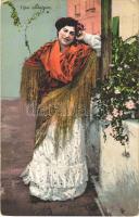 Tipos andaluces / Andalusian folklore, lady in traditional costume. Purger & Co. Photochromiekarte Nr. 9420. (EK)