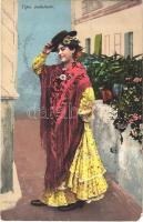 Tipos andaluces / Andalusian folklore, lady in traditional costume. Purger & Co. Photochromiekarte Nr. 9418. (EM)