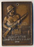 1939. "Műegyetemi Lövészegyesület" szögletes Br plakett. Szign.Szoboszlay T:2/3 ly.