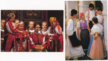 20 db MODERN magyar népviseletes motívum képeslap / 20 modern Hungarian folklore motive postcards