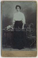 cca 1910 Női portré, keményhátú fotó Saly Viktor zalaegerszegi műterméből, kopott, foltos, 16x11 cm