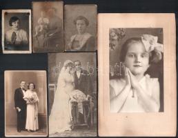 cca 1900-1940 Vegyes fotó tétel, 6 db, 8x5 cm és 17x11 cm közötti méretben