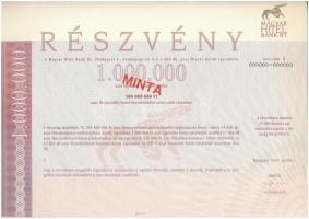 Budapest 1994. Magyar Hitel Bank Rt. 500db MINTA részvénye egyben, összesen 500.000.000Ft-ról, szelvényekkel T:I