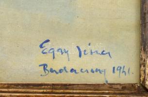 Egry József jelzéssel: Szivárvány. Vegyes technika, karton. Üvegezett, sérült fakeretben. 40×50 cm