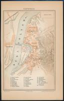 cca 1900 Esztergom város térképe, 1:7000, Pallas Nagy Lexikona, Bp., Pallas-ny., 19x12,5 cm