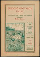 cca 1925 Bujdosó magyarok dalai, Ősi vér tragédia reklámplakátja irredenta grafikával, szép állapotban, 17,5×12 cm