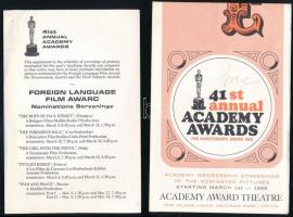 1968 A 41. Oscar-díj átadó ünnepség programtervezete, a jelölt filmek részletes listájával, közte a ...