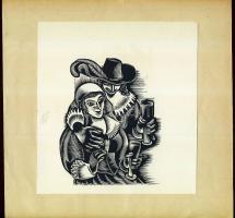 Molnár C. Pál (1894-1981) Fametszet 16x17 cm