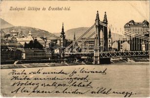 1903 Budapest, Erzsébet híd, Tabán, Döbrentei tér, Királyi vár (EB)