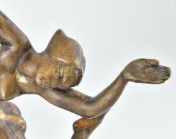 Feltehetően Kerényi Jenő: Art Deco táncos lány. Öntött, patinázott bronz, ütánöntés, bakelit talapza...