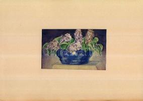 Koppány Erzsébet: Virág csendélet; akvarell; szignált 14x9 cm paszpartuban