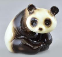 Goebel német panda figura, festett fajansz, jelzett, hibátlan, m:5,5cm