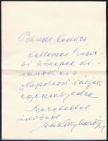 cca 1975 Makay Margit (1891-1989) színésznő saját kézzel írt levele Marton Endre rendezőnek jókívánságokkal