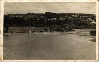 1943 Maroshévíz, Toplita; utca, Bánffy strand, látkép, villák. Vadász Béla kiadása / street view, beach, spa, general view, villas (fa)