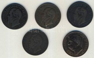 Olaszország 1863-94. 10c (5x), benne klf verdejelek! T:3