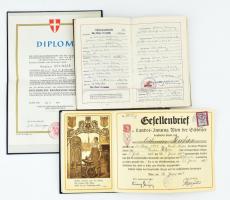 1944-1965 Bécs, családi nyilvántartási könyv, bejegyzésekkel, német birodalmi bélyegzésekkel + Lakat...