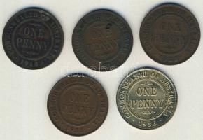 Ausztrália 1916-1936. 1P (5x) mind klf évszámmal! T:2/3,3