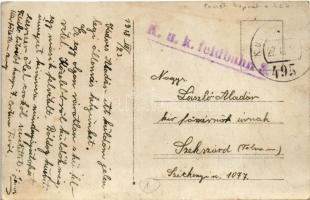 1918 Dél-Tirol, katonai tábori vasútállomás keskeny nyomtávú sínpályával, gázpalackok szállítása / K...