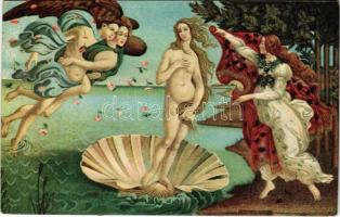 Nascita di Venere / Erotic nude lady art postcard. Sborgi s: Botticelli