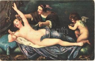 Danae / Erotic nude lady art postcard. Stengel s: Van Dyck