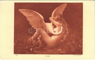 Leda / Erotic nude lady art postcard. Kunstverlag Ad. Braun &amp; Cie. 939. s: Ch. Sellier (EK)