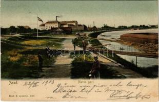 1903 Arad, Maros part, uszoda, gyár. Bloch H. / Mures riverside, swimming pool, factory