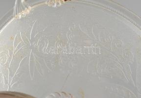 Talpas kínálótál, öntött üveg, kopott, m:14, d:28cm