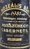 1981 Hosszúhegyi Cabernet Sauvignon 1981, muzeális bor, hajós-bajai borvidék, szakszerűen tárolt bon...