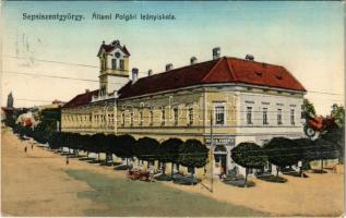 1914 Sepsiszentgyörgy, Sfantu Gheorghe; Állami polgári leányiskola, Bozsik Ferenc fodrász üzlete / girl school, hairdresser's shop