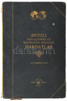 Andrees Allgemeiner Öst.-Ung. Handatlas. Wien, 1909. Perles. Második kiadás. Aranyozott, gerincű, félbőr kötésben. gerinc levált, előzéklap foltos,