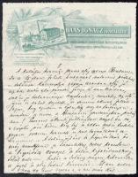 cca 1910-20 Haas Ignácz és Ipartelepe, Kemecse, díszes, illusztrált fejléces levélpapíron magánlevél, két kézzel írt oldal, hajtásnyommal, apró szakadással