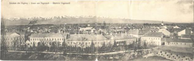 1916 Fogaras, Fagaras; Kétrészes kihajtható panorámalap / 2-tiled folding panoramacard (Rb)
