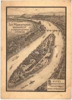 Budapest XIII. Szent Margitsziget, a Dunafolyam gyöngye, Hotel, Sanatorium, gyógyfürdő, sport és szórakozás. Weszely Rt. reklámlapja (EB)