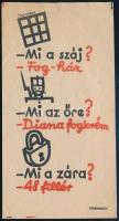 Diana fogkrém számolócédula, Macskássy János (1910-1993) grafikája