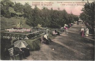 1908 Belgrade, Belgrád, Beograd; L&#039;allée principale de Kalimegdan / castle promenade