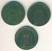 Svédország 1890-97. 2ö (3x) klf évszámokkal T:3 ph