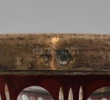 Ezüst (Ag) peremű bordó kristály váza, peremén vésettel, jelzett, hibátlan, m:15,5cm