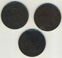 Francia Indokína 1888-1892. 1c (3x) mind klf évszámmal T:3