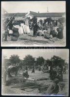 cca 1930 Bihar, piac, 5 db fotó, némelyik felületén törésnyom, 11×15,5 cm