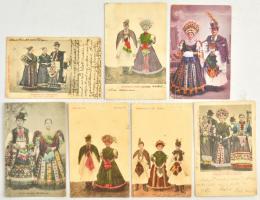 Kb. 207 db RÉGI magyar népviseletes képeslap vegyes minőségben / Cca. 207 pre-1945 Hungarian folklor...