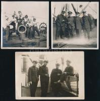 1931 Bp., SS Tenger matrózok, 3 db fotó, 9×9 és 9×13 cm