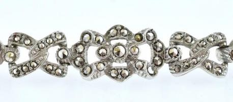 Ezüst (Ag) karkötő, markazitokkal ékítve, jelzett, bruttó:18g, h:17cm
