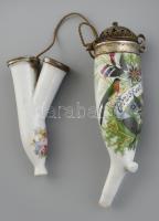 Bécsi emlék pipa, kézzel festett porcelán, kopott, repedéssel, jelzés nélkül, cca. 13cm