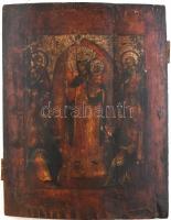 19. századi orosz ikon: Istenszülő. Tojástempera, fa. Sérült. 39x31cm