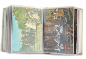 100 db MODERN mmagyar népviseletes képeslap kis albumban / 100 modern Hungarian folklore motive post...